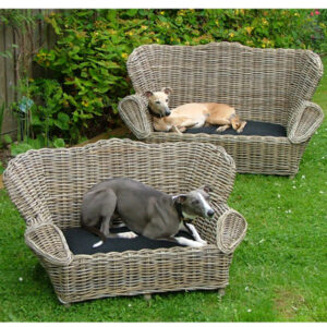 Large - 118 x 59 x 23/52 cm Grey Dog Sofa with Cushion