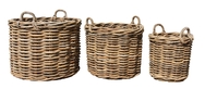 Large - 80cm dia x 60cm high Thick Rattan Round Log with ear Handles
