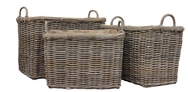 Grey Rattan Log/Store with Hessian Liner