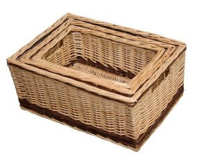 Buff Storage Basket with Rustic Stripe