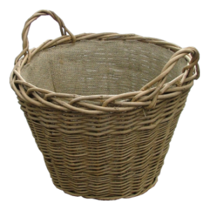 Green Ash Log Basket, Hessian Lining