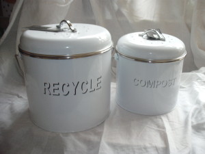 Set of two Compost and Recycle Bins with filter lids