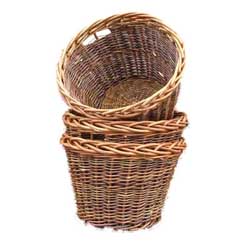 Round Rustic Log Basket with finger holes