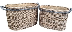 Oval Rope Handled Log Basket