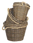 L - 60 cm dia x 44 cm Green Ash Rope Handled Log Basket