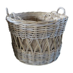 Grey Round Basket with Ear Handles