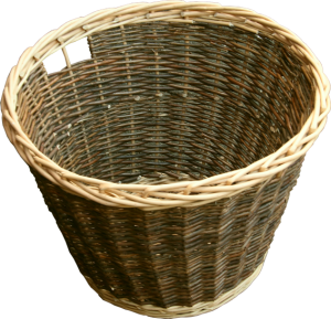 Round Rustic Log Basket with Integral Handles