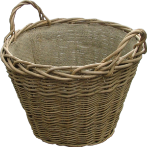Ash Log Basket with Hessian Lining