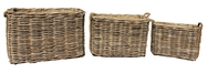 Rectangular Rattan Log Basket with Rope Handles and Removable Hessian Lining