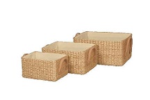 Set of 3 Natural Lined Linen Baskets for Sale only £10.
