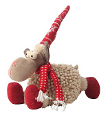 Cream Lying Down Reindeer with Hat/Scarf