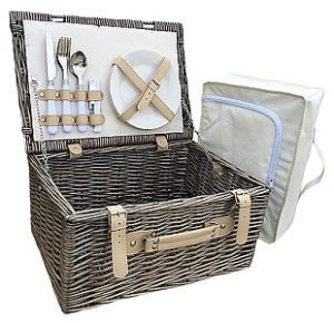 Cream Lined Two Person Hamper with Chiller