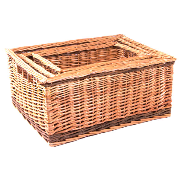 Buff Storage Basket with Rustic Stripe | Jack Straws Baskets