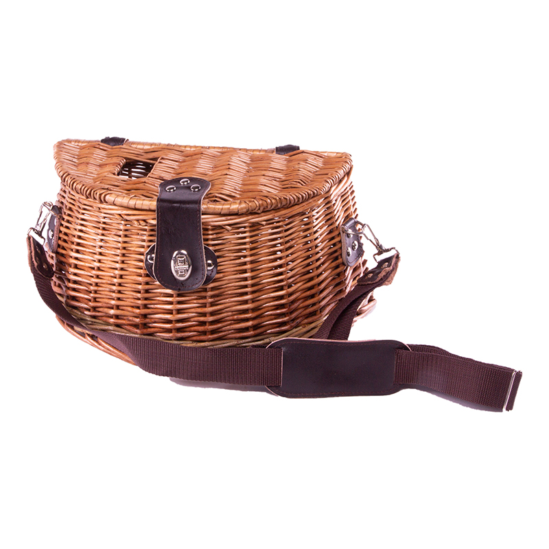 Willow Basket, Fly Fishing Creel Basket, Large Size, Carry Strap,  Handcrafted Wooden Closure