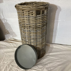 Grey Rattan Traditional Round Umbrella Basket