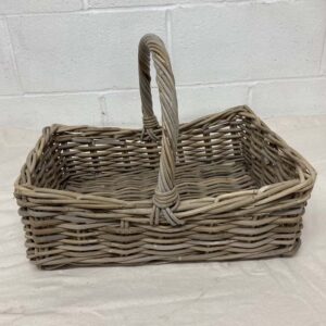 Grey Rattan Rectangular Hand Basket
