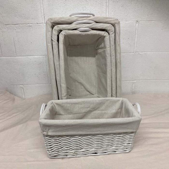 White Wash Lined Willow Store Trays