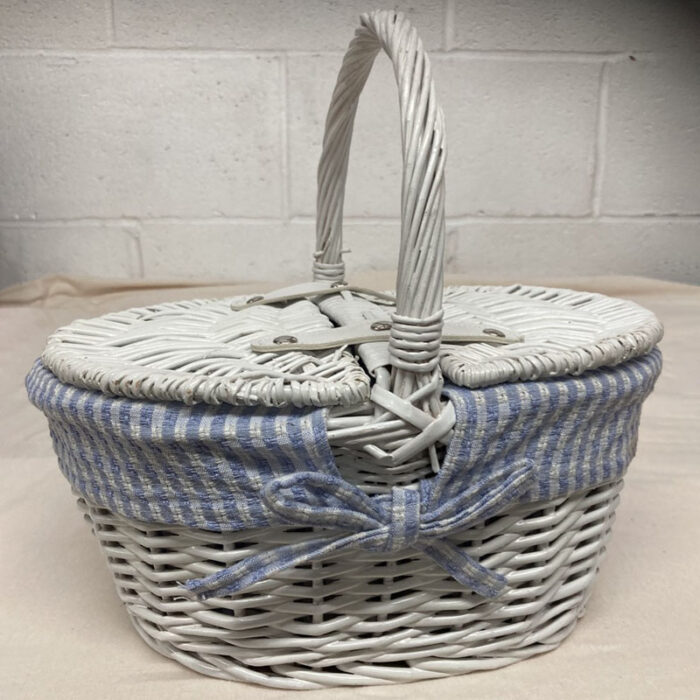 Oval 2 Lid Childs Basket with Blue Liner