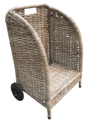 Wheeled, Open Log Store handcrafted in Grey Rattan
