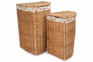 Corner Linen Basket with Garden Rose Lining