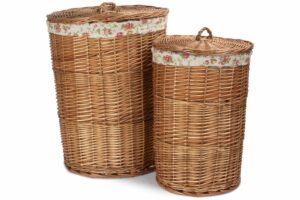 Round Linen Basket with Garden Rose Lining
