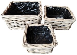 Square Grey Rattan Planter