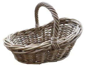 Grey Rattan Flower Basket