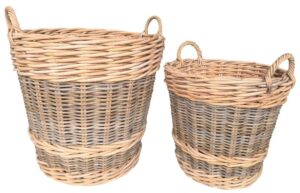 Natural Grey Rattan Round Log Basket