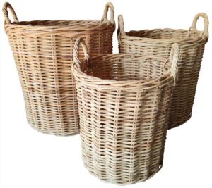 Natural Round Log Store Baskets