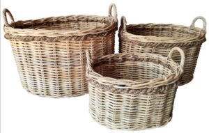 Natural Rattan Oval Log Basket